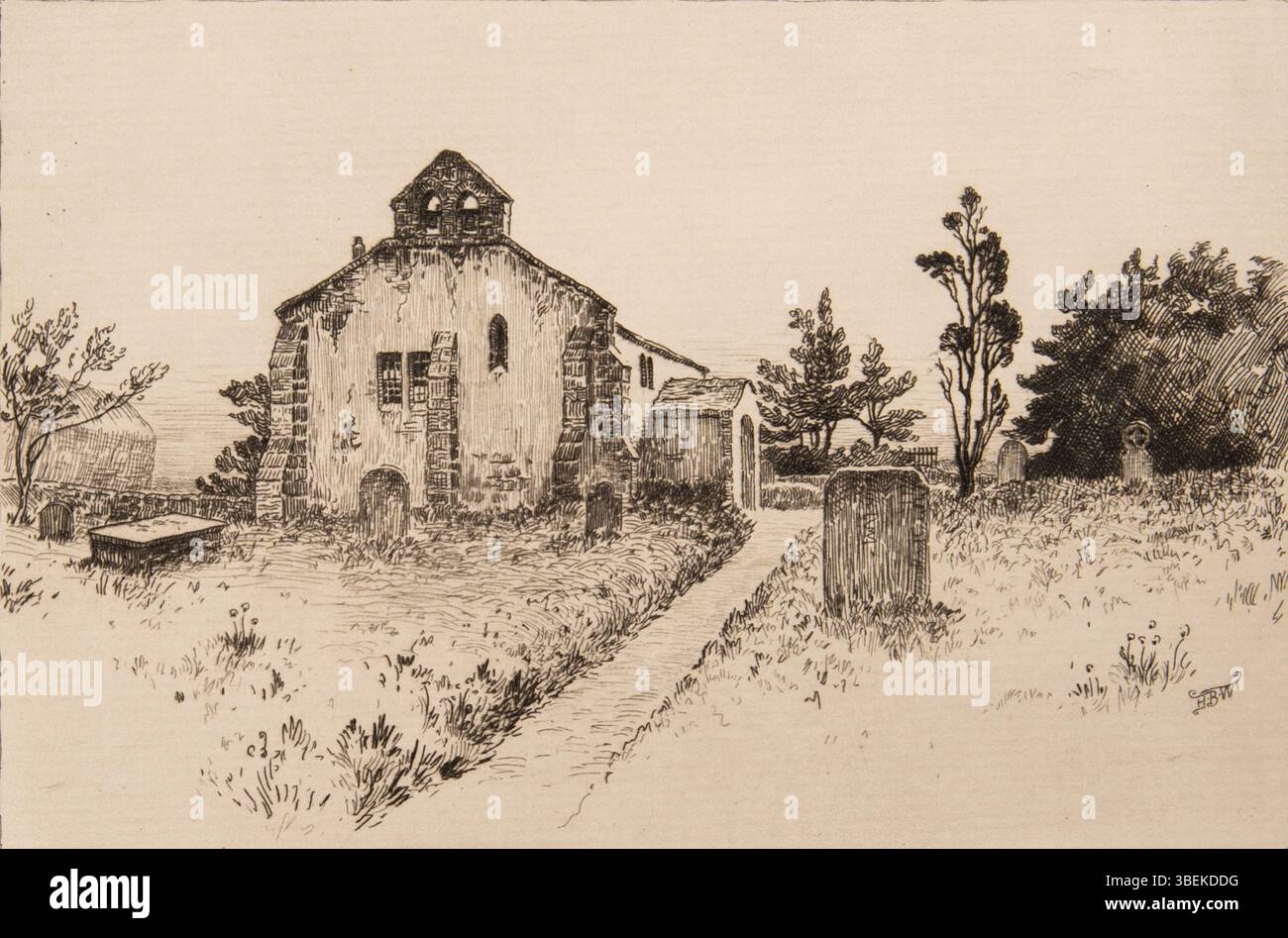 Cette gravure de Harold Broadfield Warren, créée le 31 décembre 1896, représente 'l'église d'Austerfield'. Il fait partie de la collection commémorative Morton et Marie Bradley du musée d'art Eskenazi, qui présente un site religieux historique. Banque D'Images Cette gravure de Harold Broadfield Warren, créée le 31 décembre 1896, représente 'l'église d'Austerfield'. Il fait partie de la collection commémorative Morton et Marie Bradley du musée d'art Eskenazi, qui présente un site religieux historique. Banque D'Images