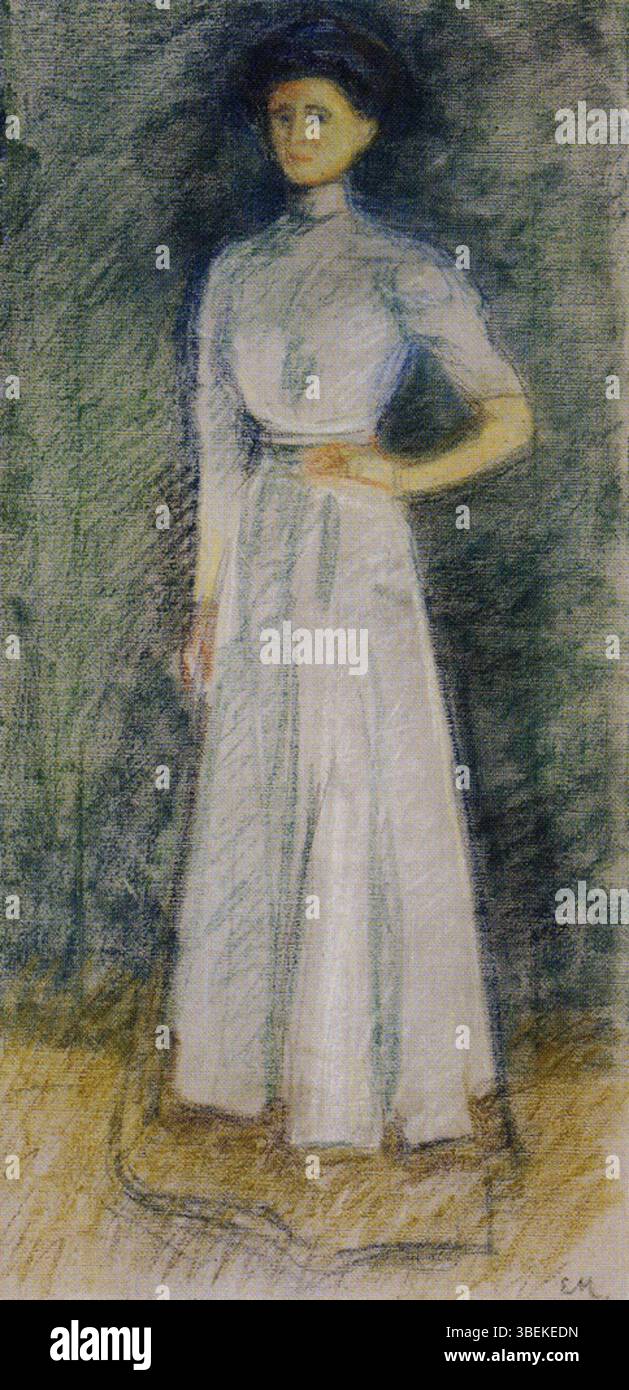 'Marta Sandal' (1902) d'Edvard Munch dépeint la norvégienne Marta Sandal, capturant son regard intense et sa profondeur émotionnelle intérieure. Le portrait est caractérisé par l'utilisation caractéristique de Munch du pinceau expressif et de l'humeur sombre. Banque D'Images 'Marta Sandal' (1902) d'Edvard Munch dépeint la norvégienne Marta Sandal, capturant son regard intense et sa profondeur émotionnelle intérieure. Le portrait est caractérisé par l'utilisation caractéristique de Munch du pinceau expressif et de l'humeur sombre. Banque D'Images