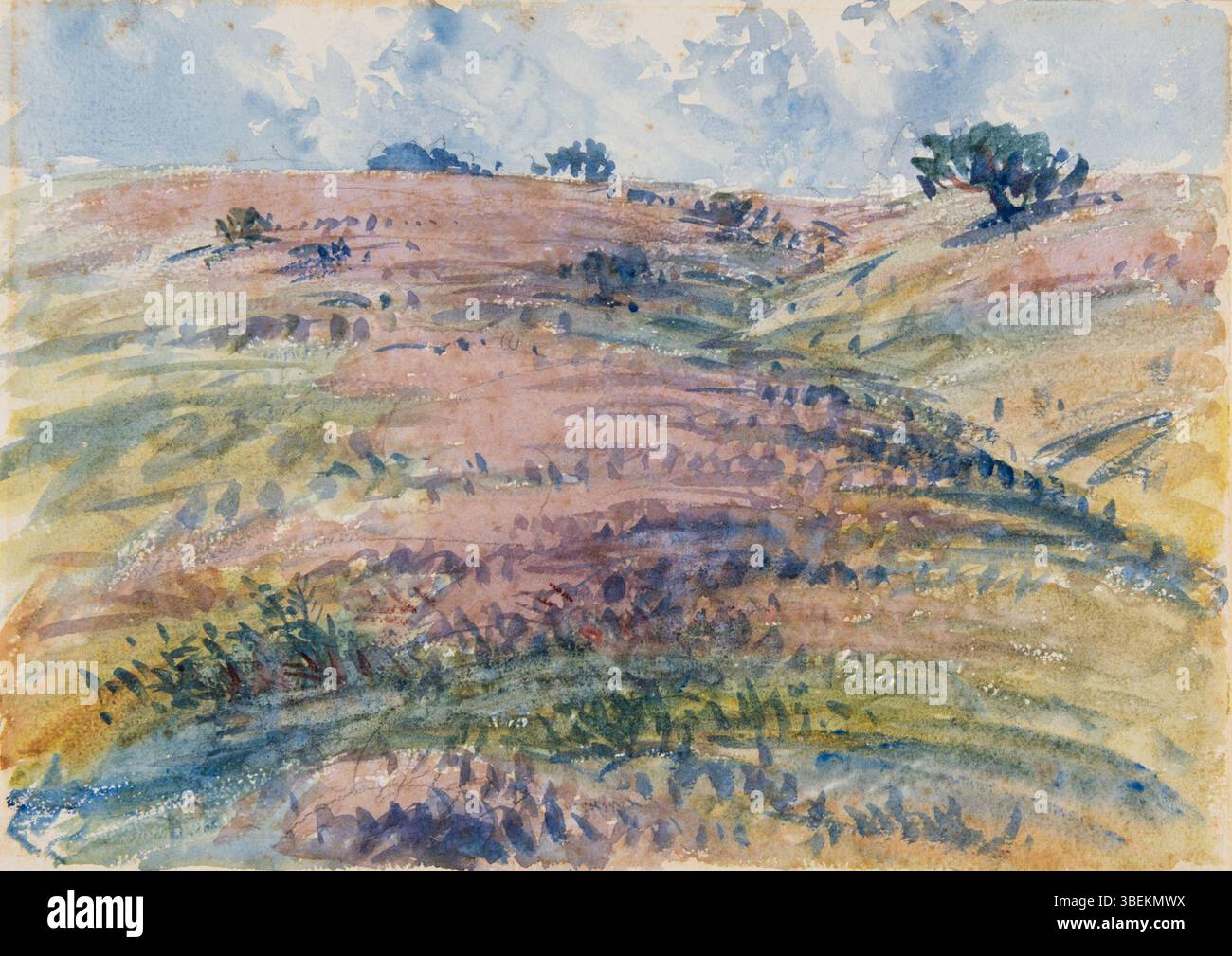 Cette peinture à l'aquarelle et au graphite de Harold Broadfield Warren présente un paysage anglais, capturant la beauté tranquille de la campagne. La pièce non datée, mesurant 10 x 14 pouces, fait partie de la Morton and Marie Bradley Memorial Collection au Eskenazi Museum of Art, Université de l'Indiana. Banque D'Images Cette peinture à l'aquarelle et au graphite de Harold Broadfield Warren présente un paysage anglais, capturant la beauté tranquille de la campagne. La pièce non datée, mesurant 10 x 14 pouces, fait partie de la Morton and Marie Bradley Memorial Collection au Eskenazi Museum of Art, Université de l'Indiana. Banque D'Images