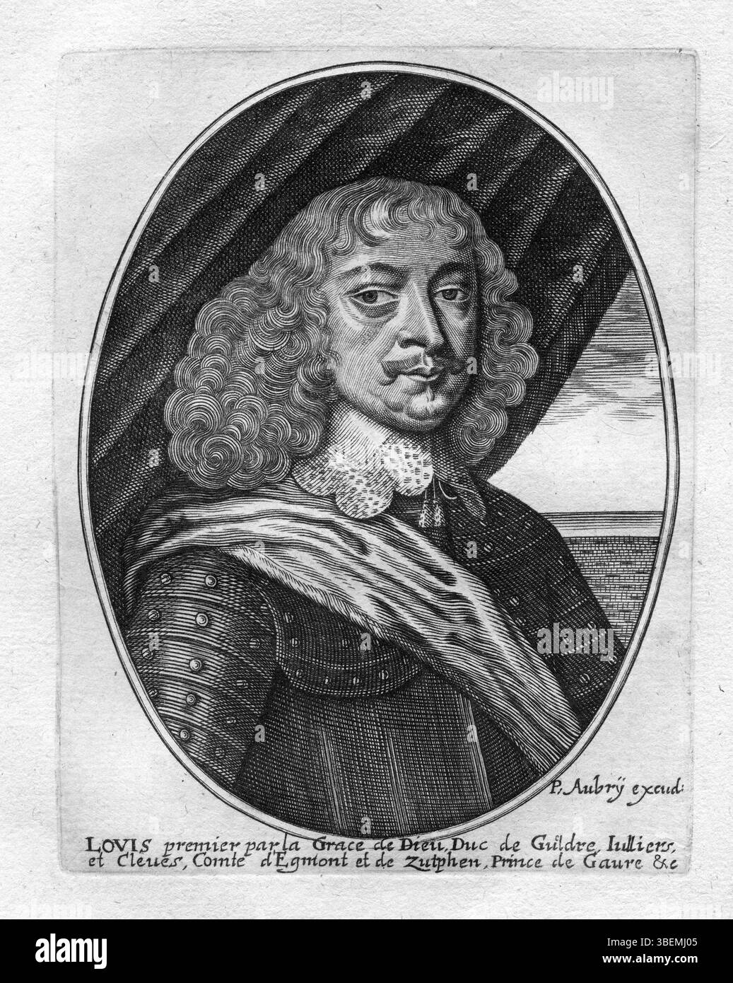 Portrait gravé de Louis Ier de Guelders par Pierre Aubry, date inconnue. Louis Ier était un souverain médiéval au XIVe siècle. Banque D'Images
