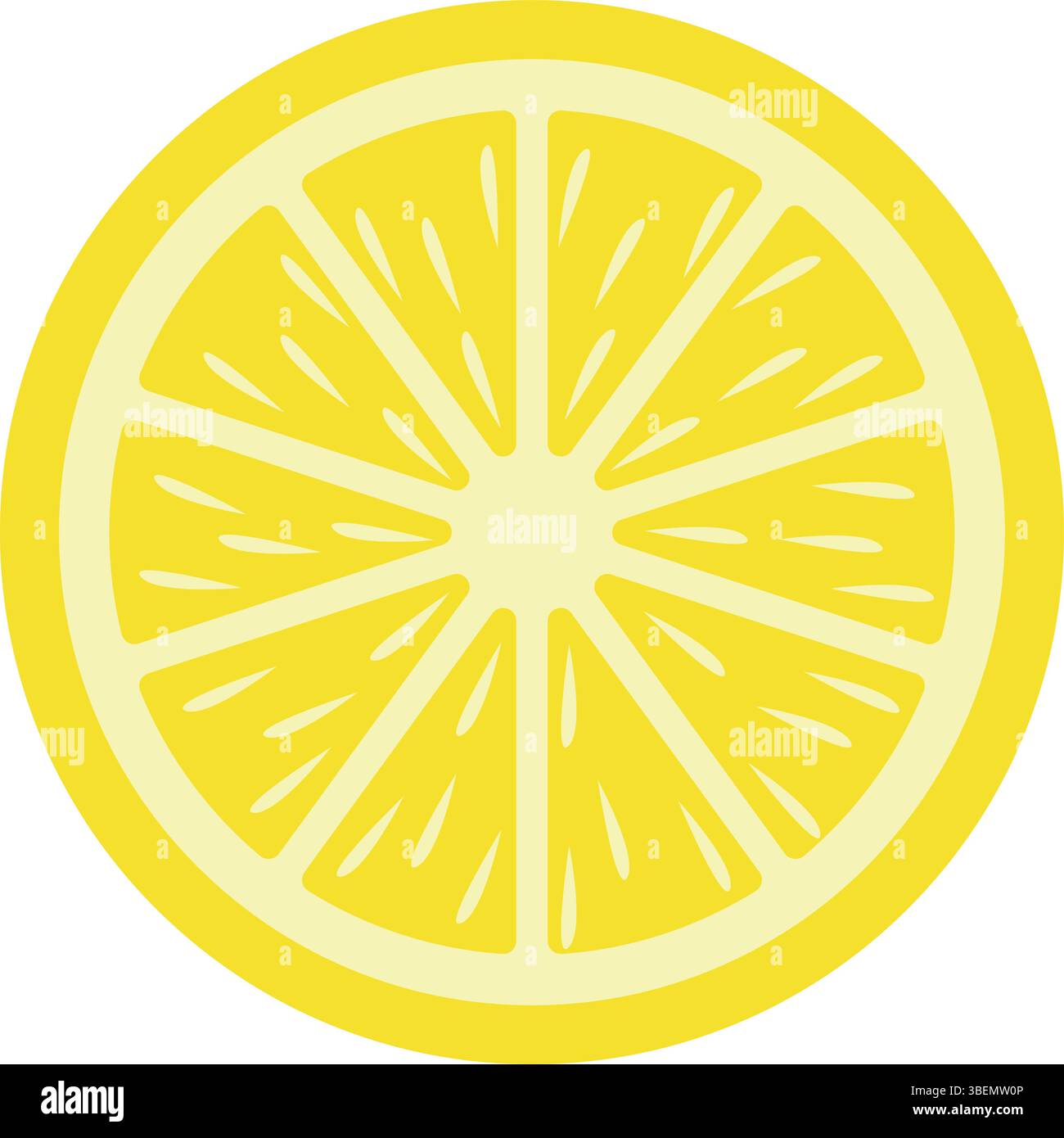 Illustration vectorielle plate d'une tranche de citron jaune montrant des segments détaillés, utilisés pour la conception alimentaire et les visuels de concept sain Illustration de Vecteur