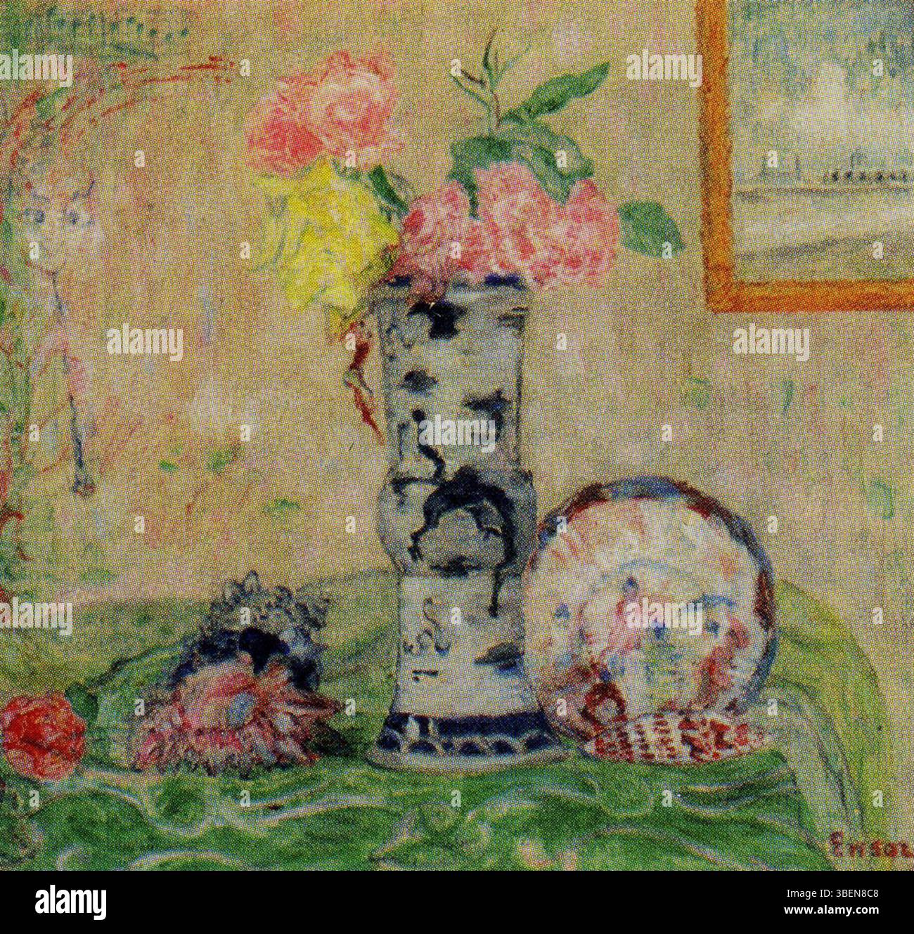 Cette peinture de 1938 de James Ensor, 'A musical Symphony', présente des représentations vibrantes et abstraites du son, du mouvement et du rythme. L’œuvre dépeint un jeu harmonieux de couleurs, incarnant l’énergie et la fluidité de la musique à travers des formes visuelles et des coups de pinceau. Banque D'Images