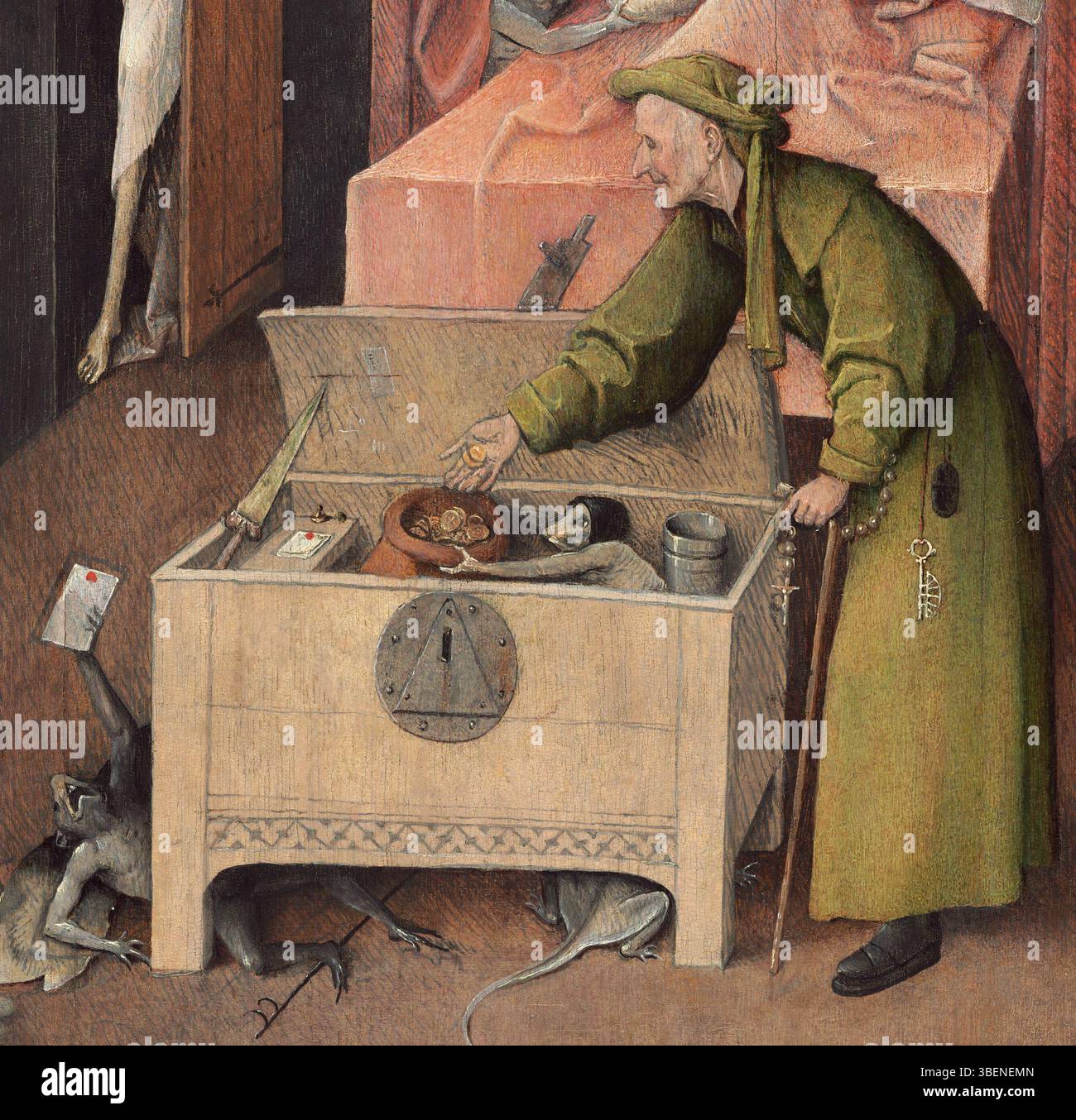 Peinture ; huile sur panneau ; total : 93 x 31 cm (36 5/8 x 12 3/16 po.) encadré : 105,9 x 43,5 x 5,4 cm (41 11/16 x 17 1/8 x 2 1/8 po) ; Banque D'Images