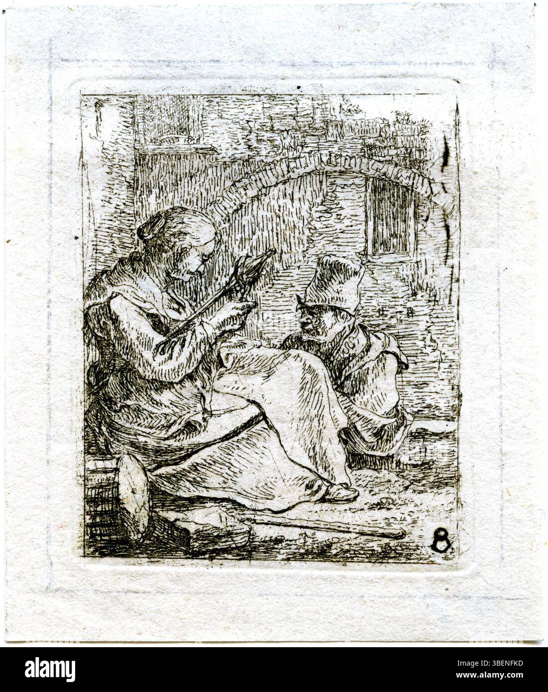 Cette œuvre de Thomas Wijck (1616–1677) intitulée *A Spinner* représente une femme qui tourne, mettant en valeur la vie quotidienne de l'époque. La pièce reflète le réalisme hollandais du XVIIe siècle et offre un aperçu du travail domestique à travers un portrait détaillé et naturaliste. Banque D'Images