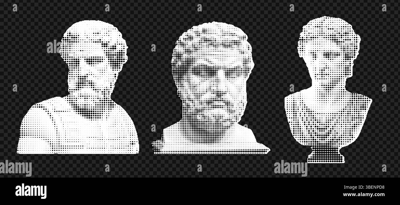 Collage de buste grec avec effet demi-ton pour l'art moderne et les projets de design Illustration de Vecteur
