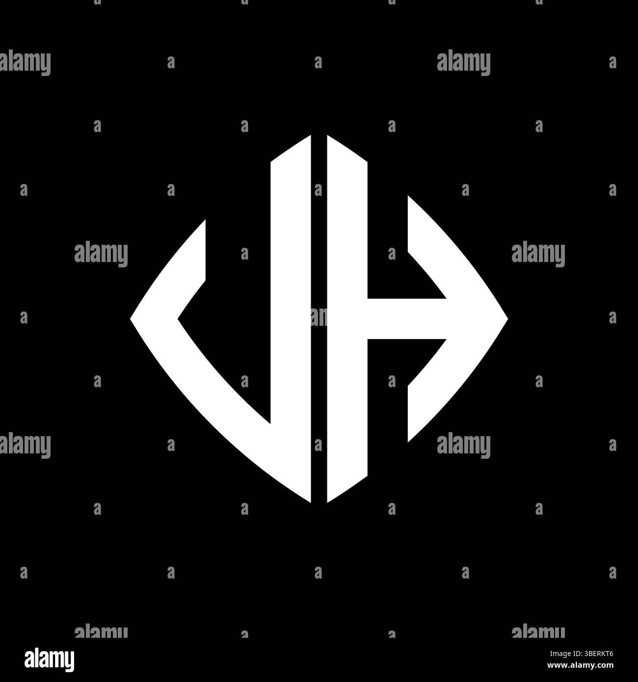 Logo VH monogramme initial avec design géométrique de style arrondi rectangle moderne en arrière-plan isolé, logo de style de forme géométrique minimaliste. Illustration de Vecteur