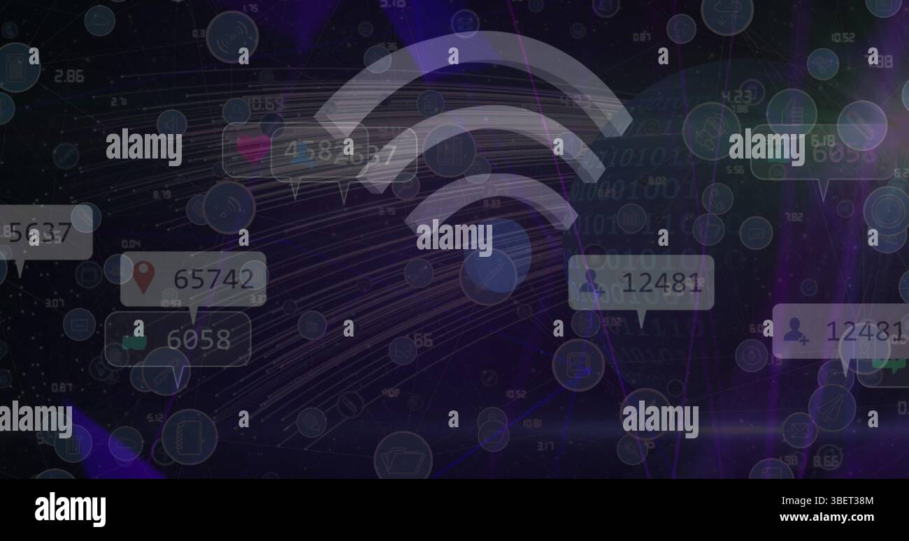 Image des icônes de médias sociaux sur fond noir Banque D'Images