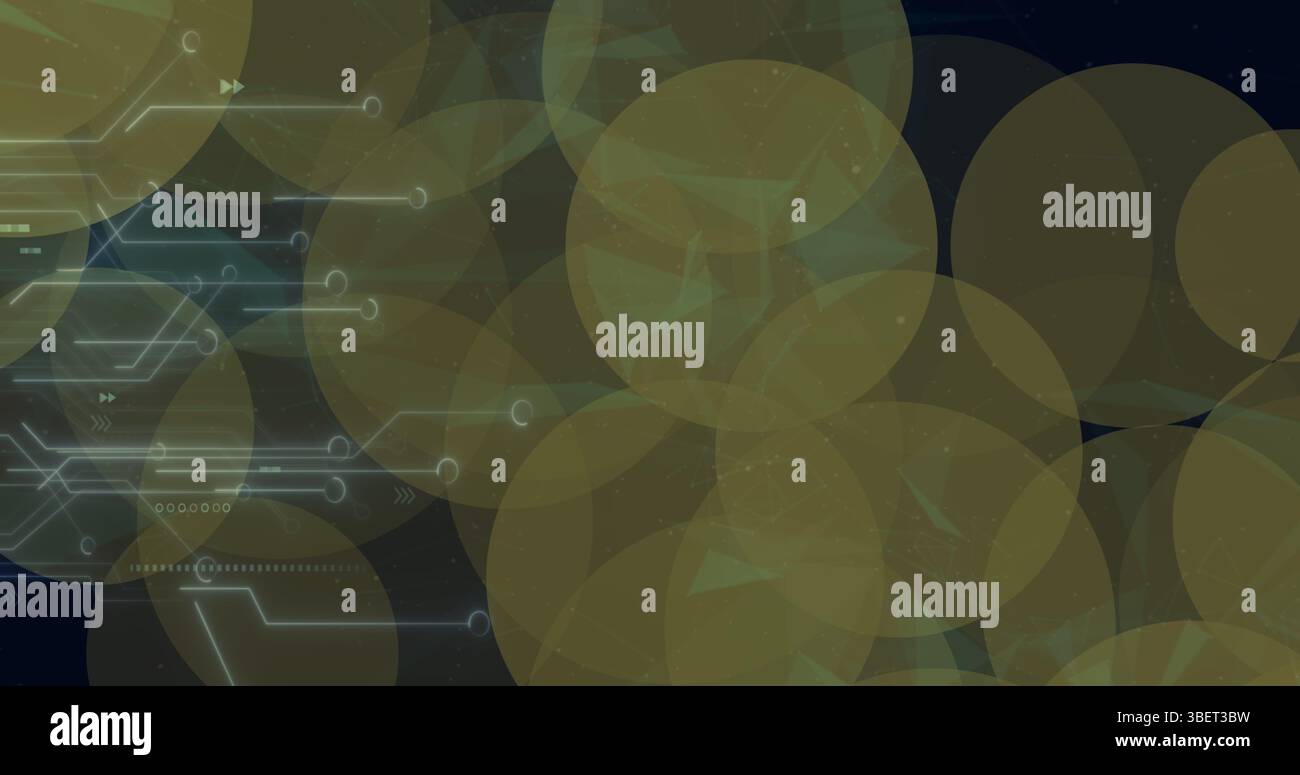 Image de points clignotants sur le circuit intégré sur fond noir Banque D'Images