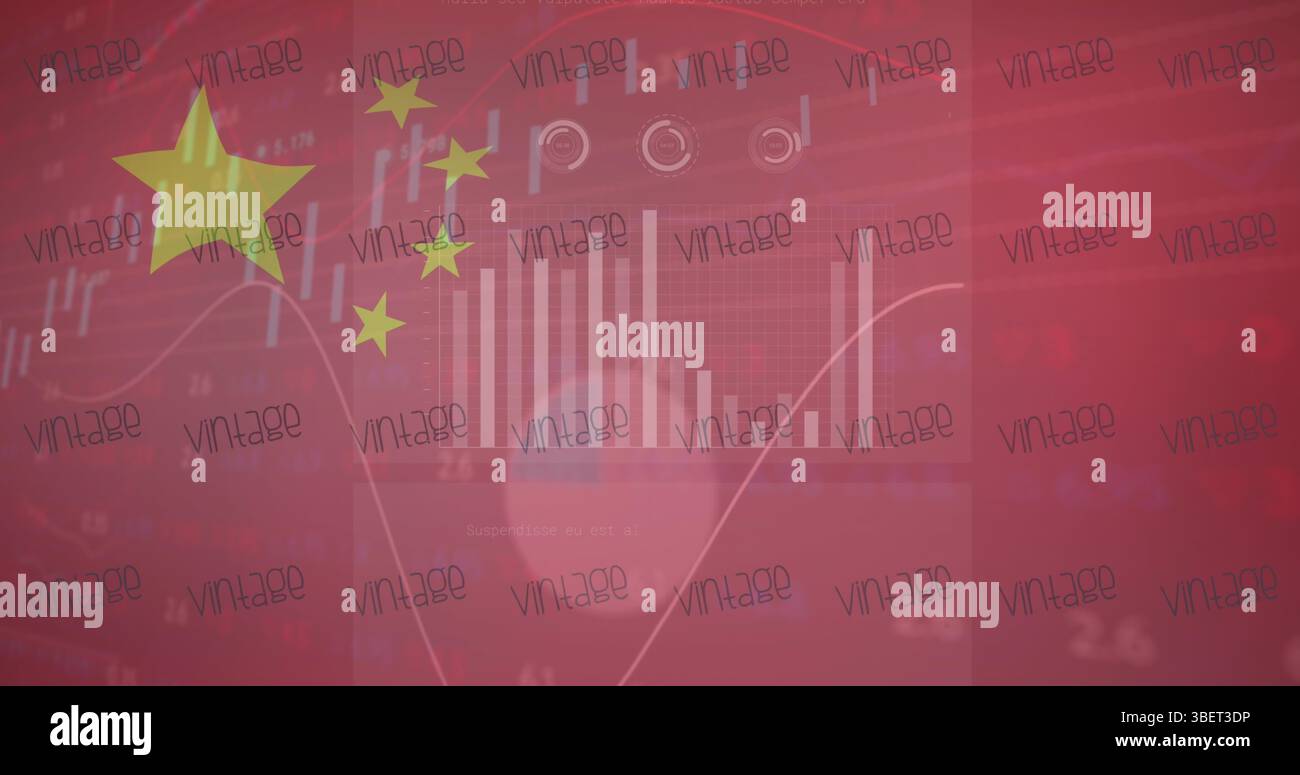 Image des connexions financières sur fond rouge Banque D'Images