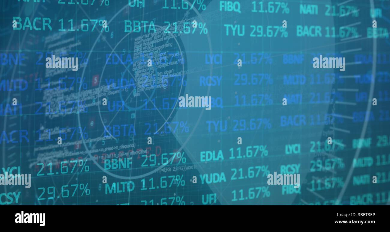 Image de graphiques et de données financiers sur l'écran numérique de la marine avec radar Banque D'Images