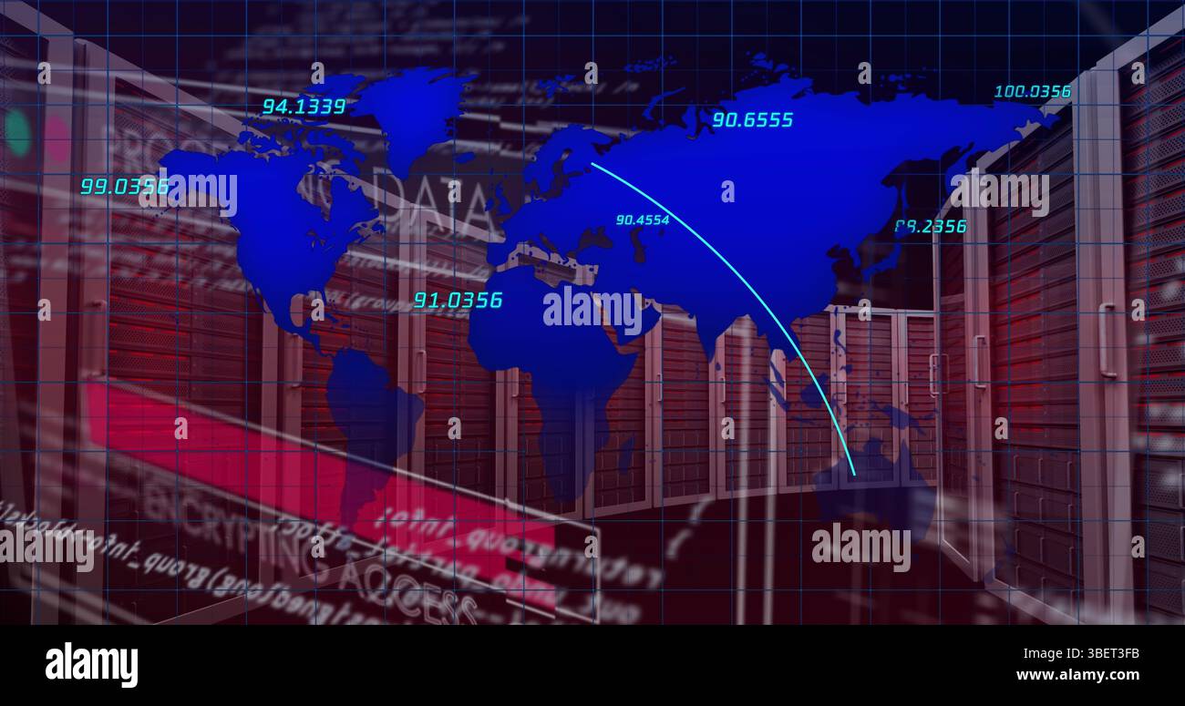 Image du traitement des données et des serveurs sur fond noir Banque D'Images
