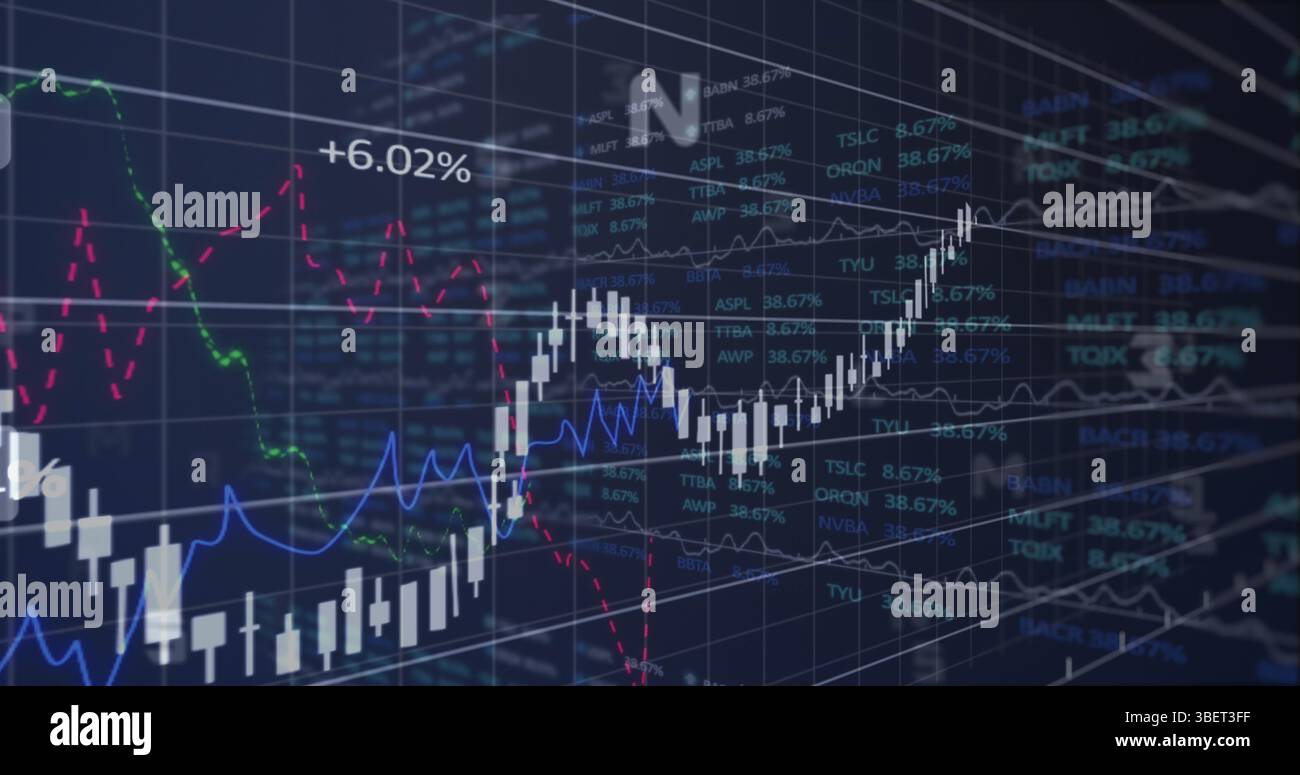 Image des connexions financières sur fond sombre Banque D'Images