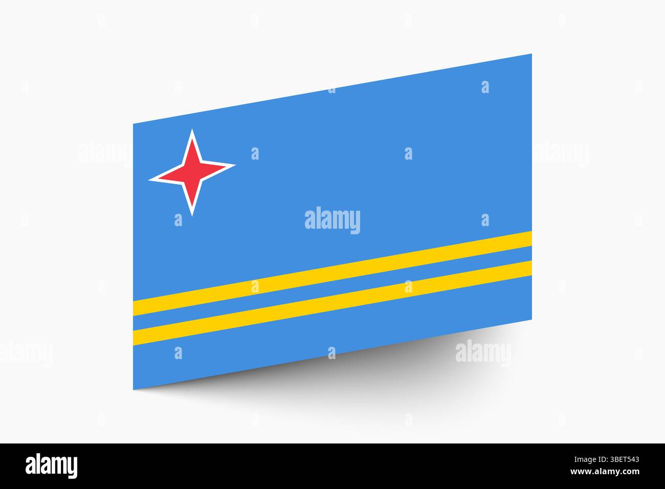 Drapeau d'Aruba. Aruba drapeau couleurs officielles incliné icône numérique illustration vectorielle design. Illustration de Vecteur