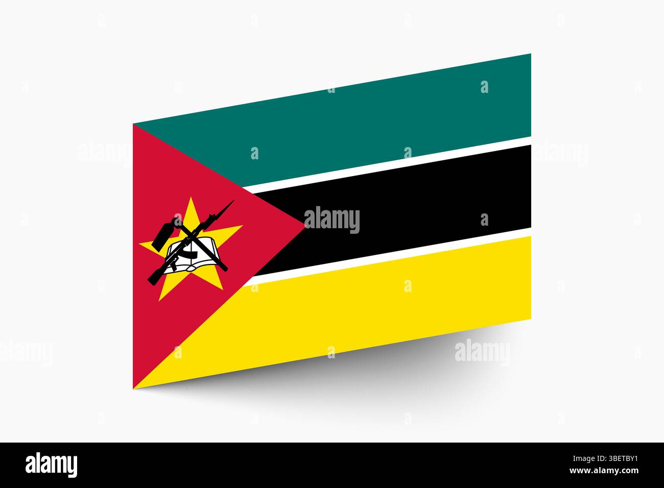 Drapeau du Mozambique. Mozambique drapeau couleurs officielles inclinées icône numérique illustration vectorielle design. Illustration de Vecteur