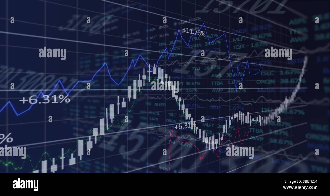 Image des connexions financières sur fond sombre Banque D'Images