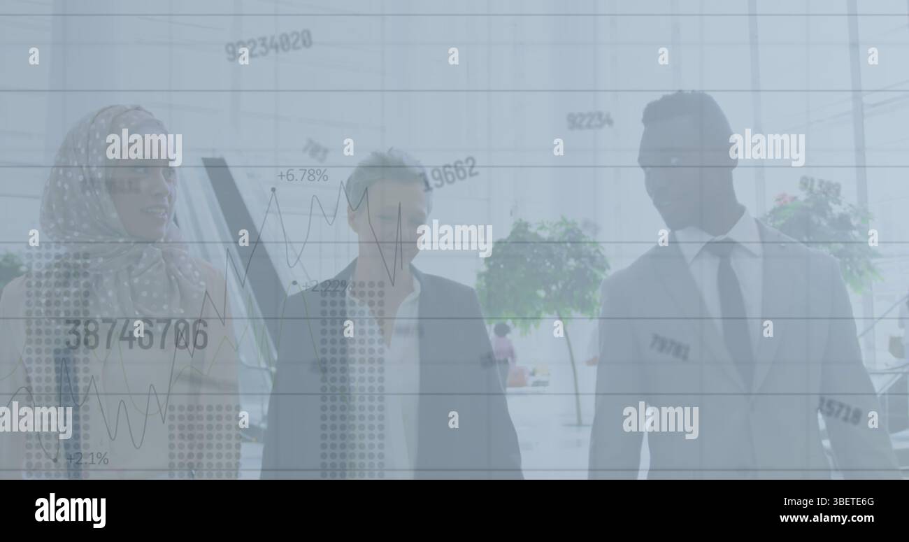 Image des liens financiers sur un groupe diversifié de gens de bussines Banque D'Images