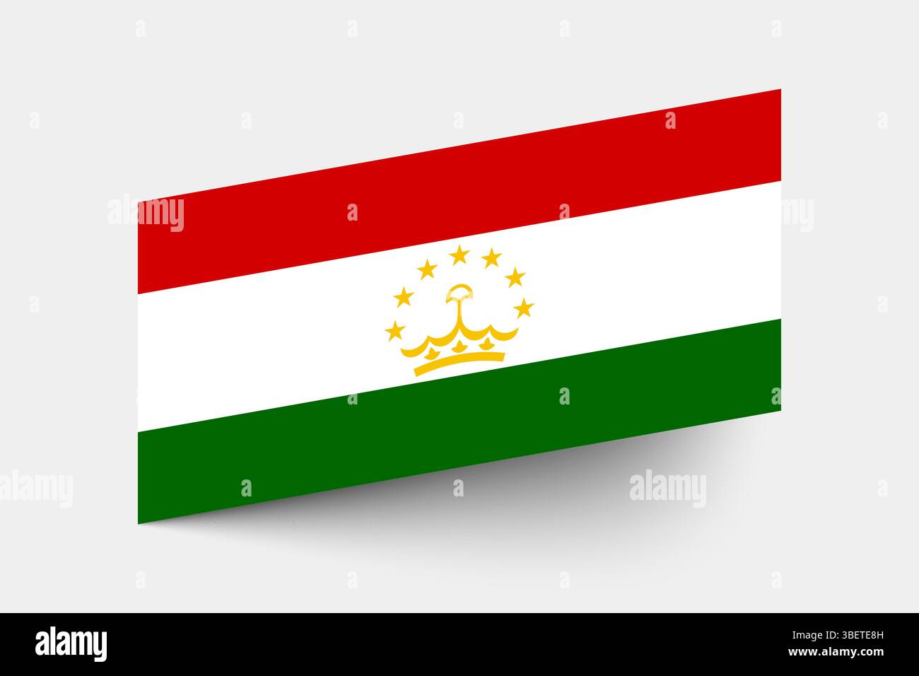 Drapeau du Tadjikistan. Tadjikistan drapeau couleurs officielles inclinées icône numérique illustration vectorielle design. Illustration de Vecteur