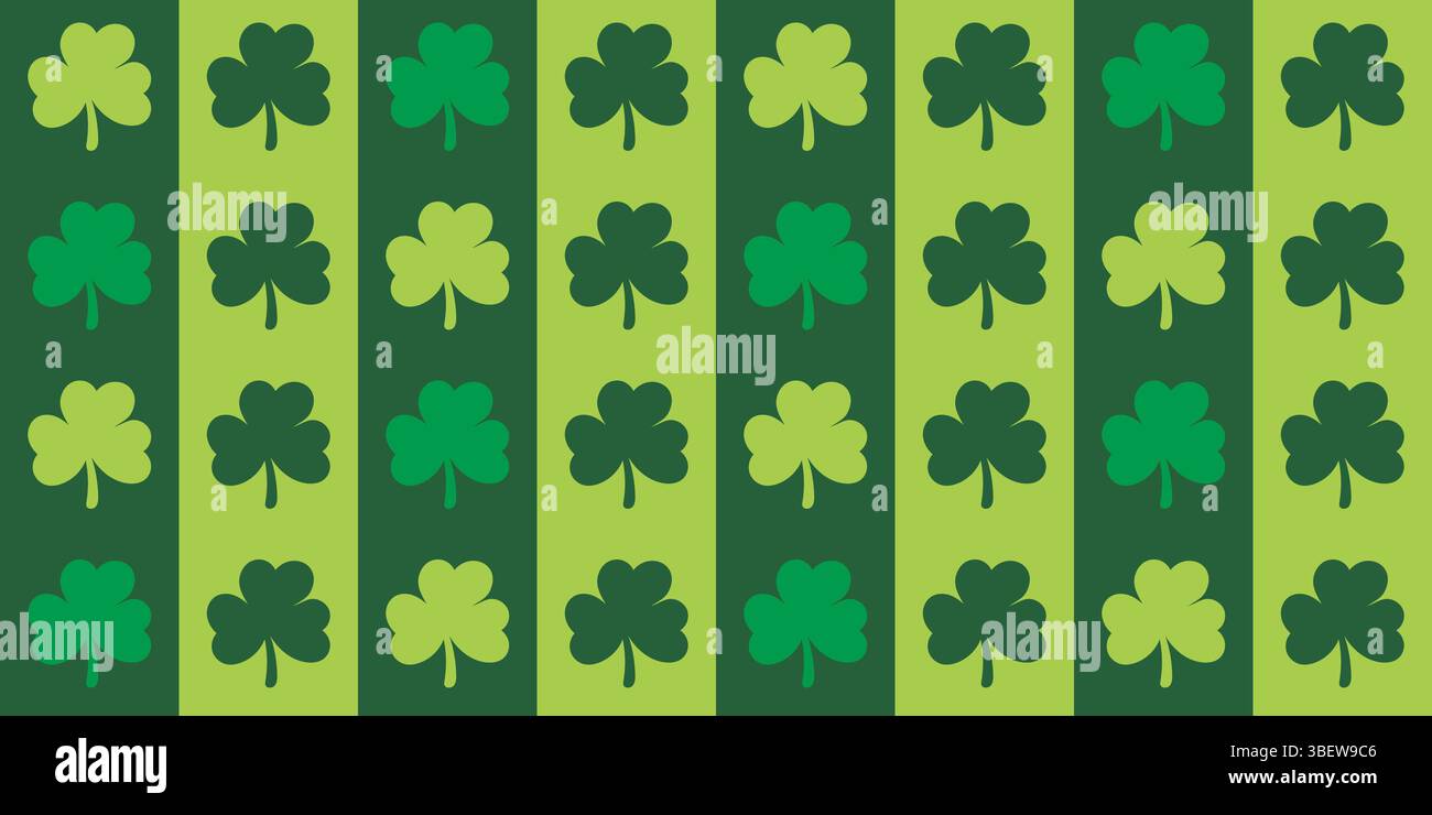 Le trèfle juteux vert laisse un motif sans couture. Fond rayé avec des herbes d'oseille en bois. Imprimé naturel de la fête de Patrick, graphiques vectoriels Illustration de Vecteur