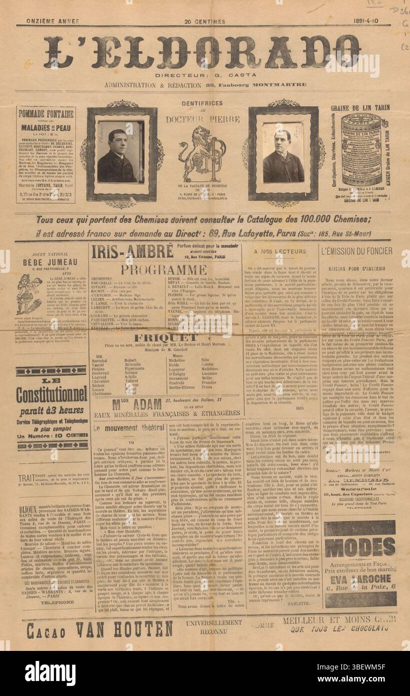 Blanc, Plebens, Portrait d'un acteur nommé Plebens, tirage photomécanique, page, photos, livres photographiques illustrés, hauteur 58 mm, largeur 43 mm, photographe, 1886 - 1891, papier, collotype, impression légère, clichémaker Banque D'Images