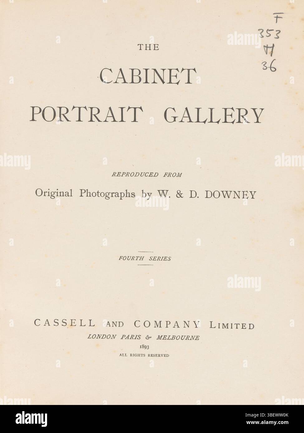 La galerie de portraits de cabinet : reproduite à partir de photographies originales de W. et D. Downey quatrième série, la galerie de portraits de cabinet : reproduite à partir de photographies originales de W. et D. Downey quatrième série, verso face avant - autocollant, livre, photos, livres photographiques illustrés, John MacGregor Leith., hauteur 250 mm, largeur 208 mm, épaisseur 35 mm Banque D'Images