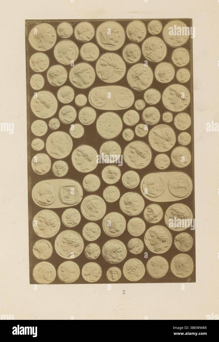 Rome, médailles antiques, Rome, recto - prêché, photographie, photo, page, photos, livres illustrés photographiques, 2, recto - imprimé, A. Cadart 3. Rue Fiacre Paris Editeur, hauteur 199 mm, largeur 126 mm, photographe, 1849 - 1859, papier photographique, papier photo, impression d'album, impression d'albumine Banque D'Images
