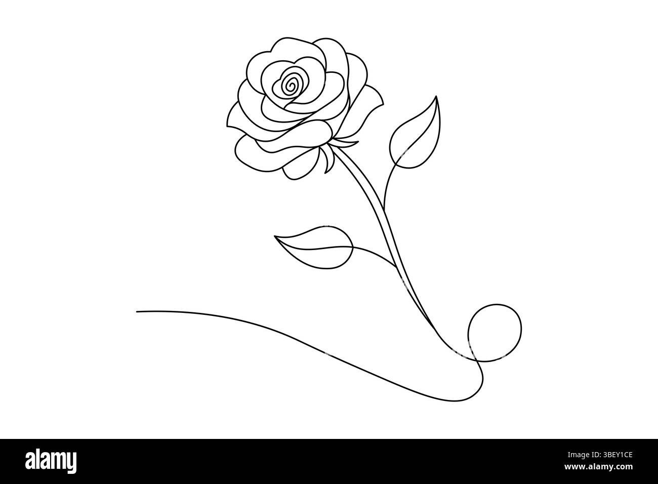 Fleur de rose dessin de ligne continue élégant une ligne Art d'une rose minimaliste Illustration de Vecteur