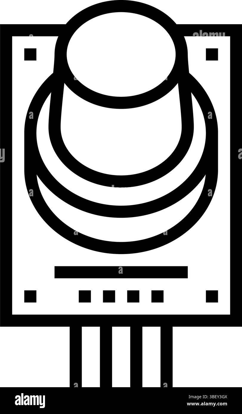 illustration vectorielle d'icône de ligne de module de capteur de gaz Illustration de Vecteur
