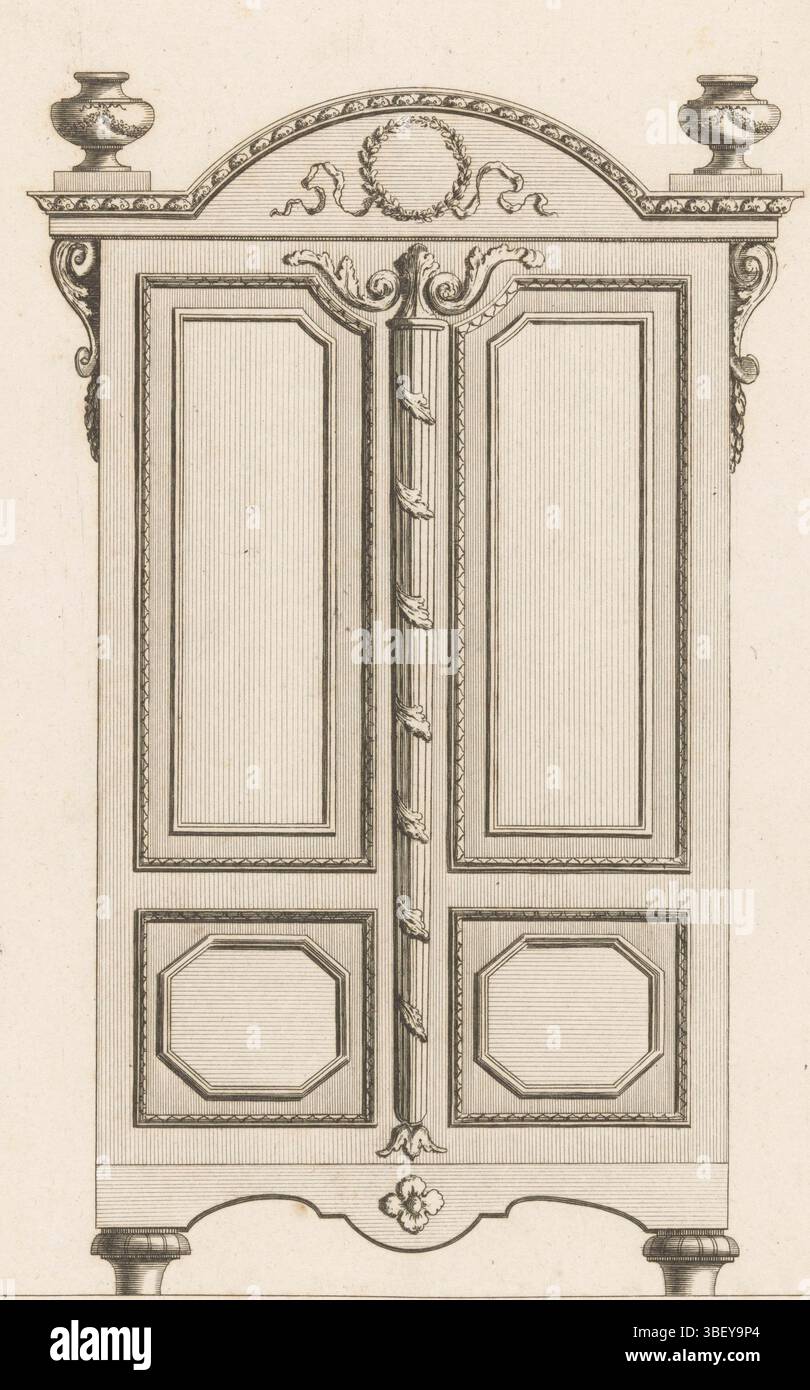Paris, le Père & Pierre-Michel Avaulez, Charles, Boucher, juste Nathan François, Boutrois, Philibert, 30ème cahier, Kasten, armoire à la moderne, étui avec vases, Paris, verso - estampillé, Une armoire décorée d'une couronne de laurier et de deux vases. Numéro d'impression 179, impression, impressions ornementales, impressions, hauteur 328 mm, largeur 204 mm, imprimeur, 1772 - 1779, papier, gravure, gravure, gravure (processus d'impression), concept de travail, 1736 - 1782-01, selon la conception, publication (événement), publication, éditeur Banque D'Images Paris, le Père & Pierre-Michel Avaulez, Charles, Boucher, juste Nathan François, Boutrois, Philibert, 30ème cahier, Kasten, armoire à la moderne, étui avec vases, Paris, verso - estampillé, Une armoire décorée d'une couronne de laurier et de deux vases. Numéro d'impression 179, impression, impressions ornementales, impressions, hauteur 328 mm, largeur 204 mm, imprimeur, 1772 - 1779, papier, gravure, gravure, gravure (processus d'impression), concept de travail, 1736 - 1782-01, selon la conception, publication (événement), publication, éditeur Banque D'Images