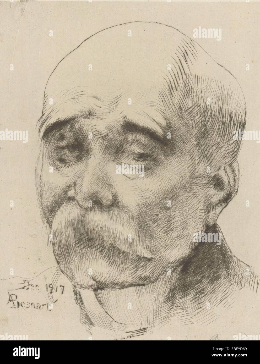 France, Besnard, Albert, Portrait de Georges Clemenceau, France, verso - estampillé, impression, hauteur 293 mm, hauteur, 235 mm, 1849 - 1934-12-04, graveur, 1917 - 1917, papier, gravure, point sec, aiguille sèche, ton de plaque Banque D'Images France, Besnard, Albert, Portrait de Georges Clemenceau, France, verso - estampillé, impression, hauteur 293 mm, hauteur, 235 mm, 1849 - 1934-12-04, graveur, 1917 - 1917, papier, gravure, point sec, aiguille sèche, ton de plaque Banque D'Images
