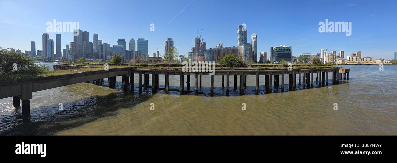 Canary Wharf de North Greenwich Peninsula, Londres, Royaume-Uni Banque D'Images