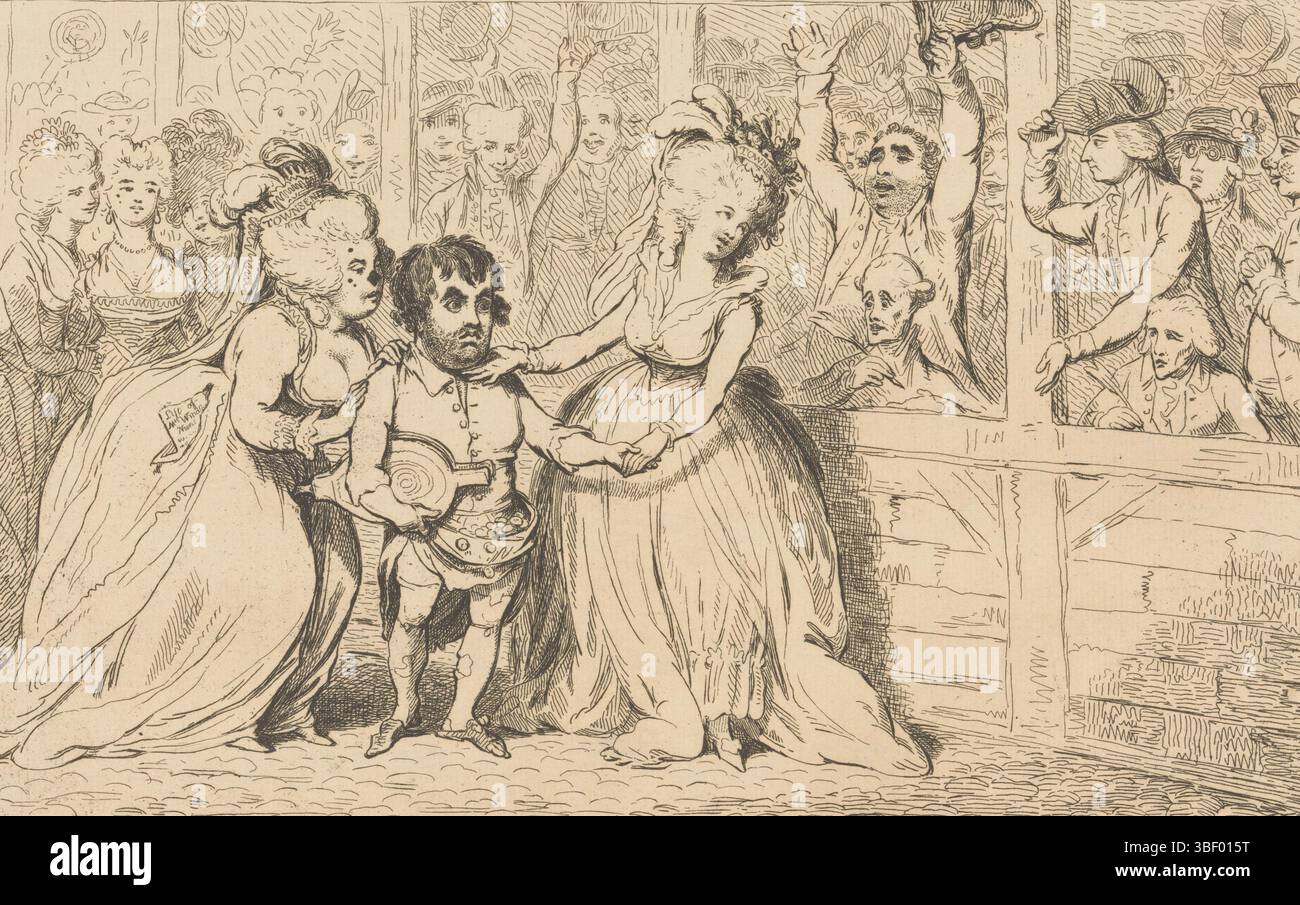 Londres, Humphrey, Hannah, Angleterre, Gillray, James, Harry Jenkins, le masculin et féminin Bellow Mender, Spotprent on British Domestic Politics, 1788, Londres, verso-estampillé, Spotprent with 'Harry Jenkins', un petit homme un peu craintif avec un soufflet sous le bras, qui est conduit dans l'arène politique ou le théâtre avec un public joyeux, 1788., Spotlight, Prints, Prints, dessins animés anglais, hauteur 247 mm, largeur 353 mm, anglais, 1756-08-13 - 1815-06-01, Printmaker, 1788-07-29 - 1788-07-29, papier, gravure, publication (événement), publication, 1745 - 1818, éditeur Banque D'Images Londres, Humphrey, Hannah, Angleterre, Gillray, James, Harry Jenkins, le masculin et féminin Bellow Mender, Spotprent on British Domestic Politics, 1788, Londres, verso-estampillé, Spotprent with 'Harry Jenkins', un petit homme un peu craintif avec un soufflet sous le bras, qui est conduit dans l'arène politique ou le théâtre avec un public joyeux, 1788., Spotlight, Prints, Prints, dessins animés anglais, hauteur 247 mm, largeur 353 mm, anglais, 1756-08-13 - 1815-06-01, Printmaker, 1788-07-29 - 1788-07-29, papier, gravure, publication (événement), publication, 1745 - 1818, éditeur Banque D'Images