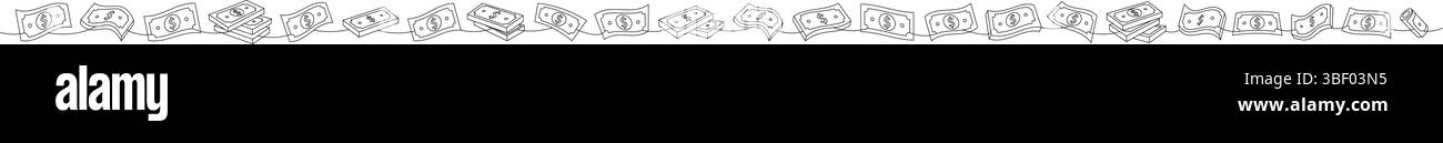 Papier monnaie dessin continu sur une ligne. Investissement monétaire et finance. Illustration vectorielle. Illustration de Vecteur