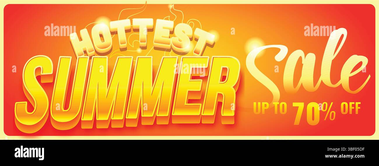 vente d'été 3d la plus chaude dans le texte rouge chaud et brillant clean modern concept. illustration vectorielle de modèle de bannière de vente d'été Illustration de Vecteur