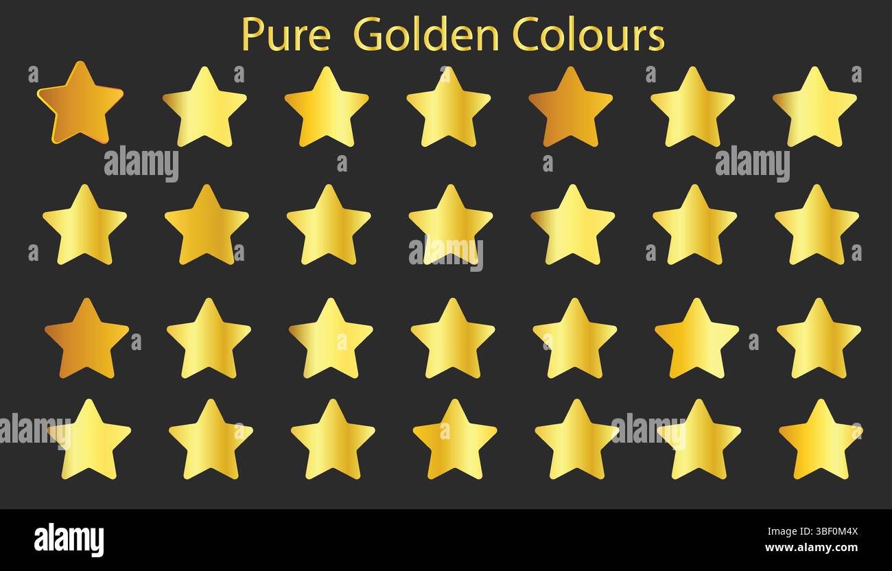 Jeu de barres de gradient d'or pur - Swatch d'or métallique de luxe sur fond noir Illustration de Vecteur