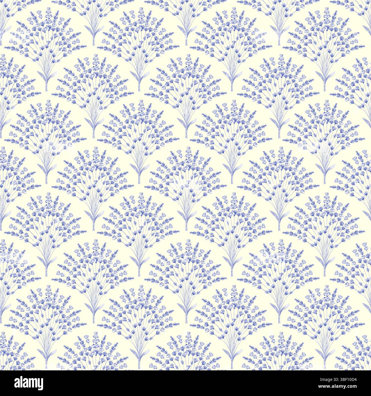 Aquarelle lavande fleurs bouquet floral motif sans couture. Aquarelle dessinée à la main fleur de lilas violet sur fond blanc laiteux. Imprimé de style rustique Banque D'Images