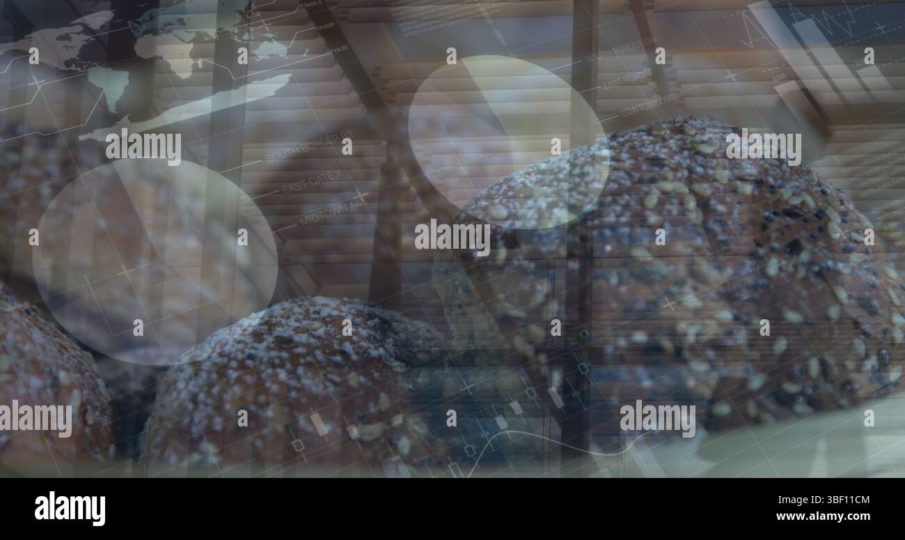 Image du traitement des données et du globe terrestre dans la salle des serveurs Banque D'Images