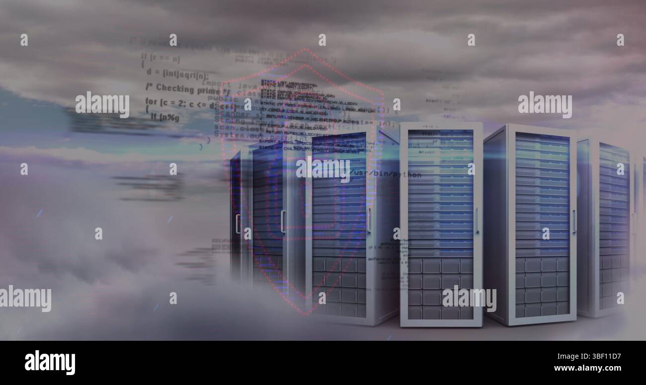 Image du traitement des données sur les nuages et les serveurs Banque D'Images