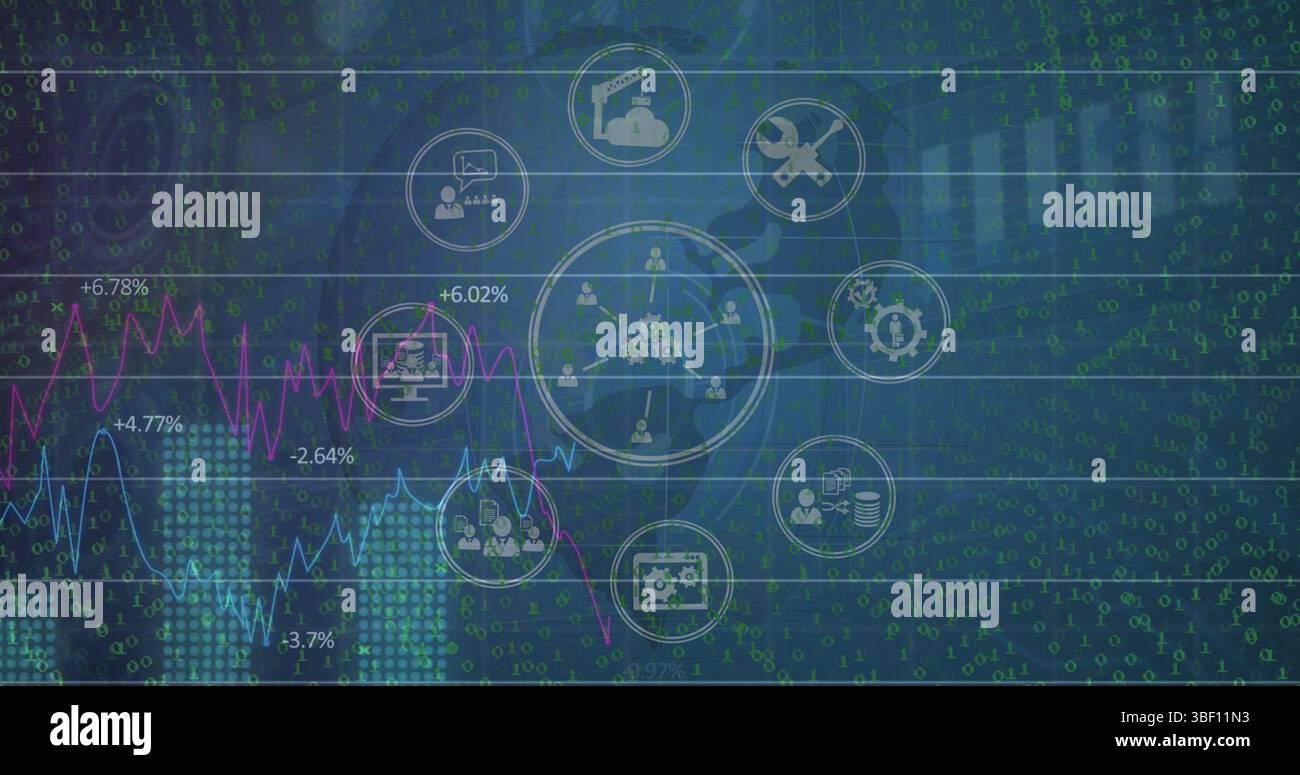 Image des connexions financières sur fond sombre Banque D'Images
