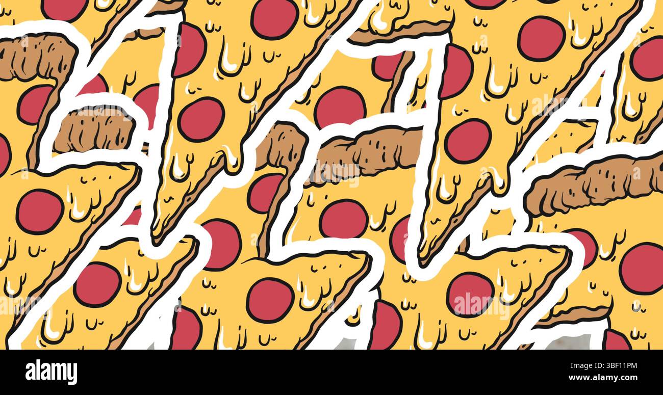 Image d'icônes de pizza sur fond gris Banque D'Images