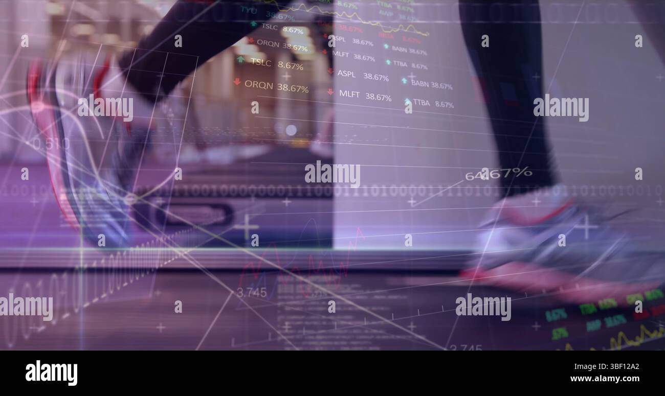 Image des graphiques et de la carte du monde sur le joueur de football sur le stade Banque D'Images