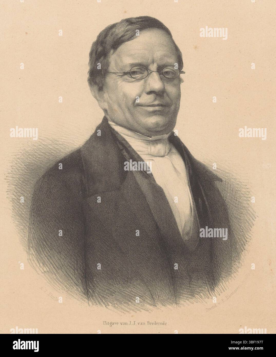 Haarlem, Brederode, J.J. van, Den Haag, Blommers, p. (Steendrukkerij van), Nederland, Ehnle, Adrianus Johannes, Portret van Abraham Jacob van der AA, Haarlem, la Haye, pays-Bas, Portret van Abraham Jacob van der AA. Dans la marge inférieure sont signature., print, Frankenportretten, hauteur 272 mm, largeur 215 mm, 1819-02-05 - 1863-04-04, imprimeur, 1849 - 1859, papier, lithographie d'affichage, imprimeur, publication (événement), publication, éditeur Banque D'Images