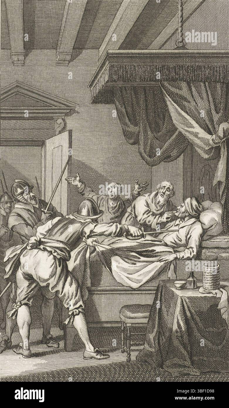 Buys, Jacobus, pays-Bas, Vinkeles, Reinier (I), maire Beernt Proys d'Utrecht, assassiné, 1425, pays-Bas, couché dans son lit assassiné, 1425., estampes, historioprent, estampes, Frederik Muller documents historiques, hauteur 236 mm, largeur 158 mm, Noord-Nederlands, 1741-06-19 - 1816-01-30, graveur, 1791 - 1791, quatrième quart 18e siècle, papier, gravure, etsen, 1724-11-19 - 1801-04-07, dessinateur intermédiaire Banque D'Images