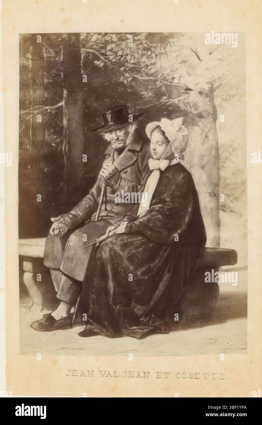 Paris, Danelle, C., Paris, faucheur, A., Brion, Gustave, Gilmer, Jean Valjean et Cosette, photoreproduction d'un dessin de Jean Valjean et Cosette tiré des Misérables de Victor Hugo, photographie, photo, reproduction, page, photos, livres illustrés, hauteur 120 mm, largeur 85 mm, français, photographe, 1862 - 1862, papier photographique, papier photo, tirage d'album, 1824-10-24 - 1877, dramaturge intermédiaire, par dessin, publication, éditeur, publication (événement), éditeur Banque D'Images