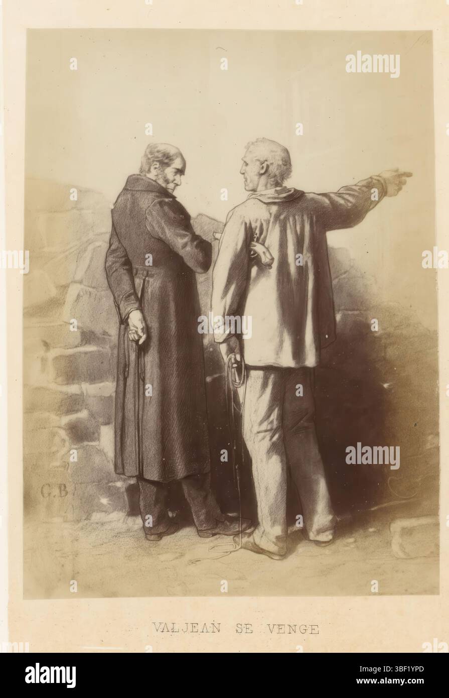 Paris, Danelle, C., Paris, faucheur, A., Brion, Gustave, Gilmer, Valjean se venge, photoreproduction d'un dessin de Jean Valjean qui se venge, tiré des Misérables de Victor Hugo, photographie, photo, reproduction, page, photos, livres illustrés, hauteur 123 mm, largeur 90 mm, Frans, photographe, 1857 - 1862, papier photographique, papier photo, tirage d'album, impression à l'albumine, français, 1824-10-24 - 1877, rêveur intermédiaire, par dessin, publication, éditeur, publication (événement), éditeur Banque D'Images