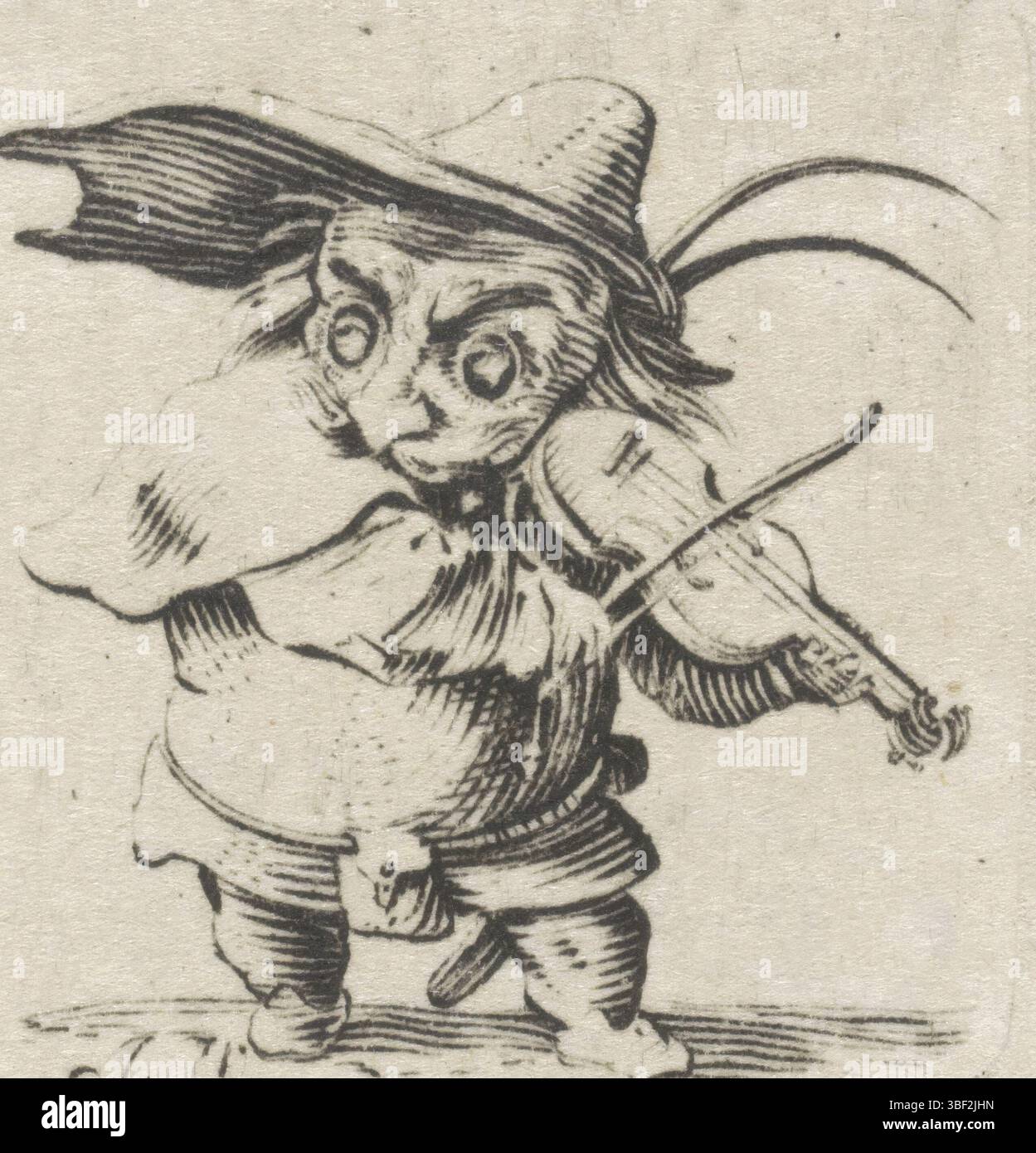 Callot, Jacques, Amsterdam, Walraven, Isaac, nain avec violon et épée, verso - estampillé, impression, impression d'ornement, impressions, hauteur 32 mm, largeur 29 mm, Noord-Nederlands, 1686-03-23 - 1765-03-11, graveur, 1696 - 1765, papier, gravure, gravure (processus d'impression), concept de travail, français, 1592-08-21 - 1635-03-24 Banque D'Images