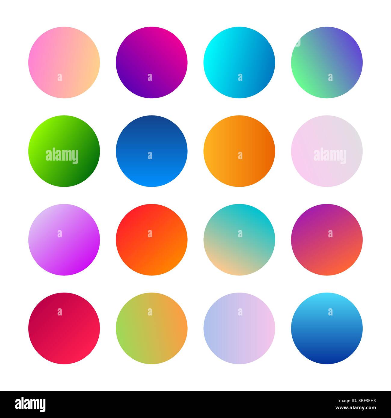 Sphères de dégradés rondes. Ensemble de seize gradients multicolores à la mode. Illustration vectorielle Illustration de Vecteur