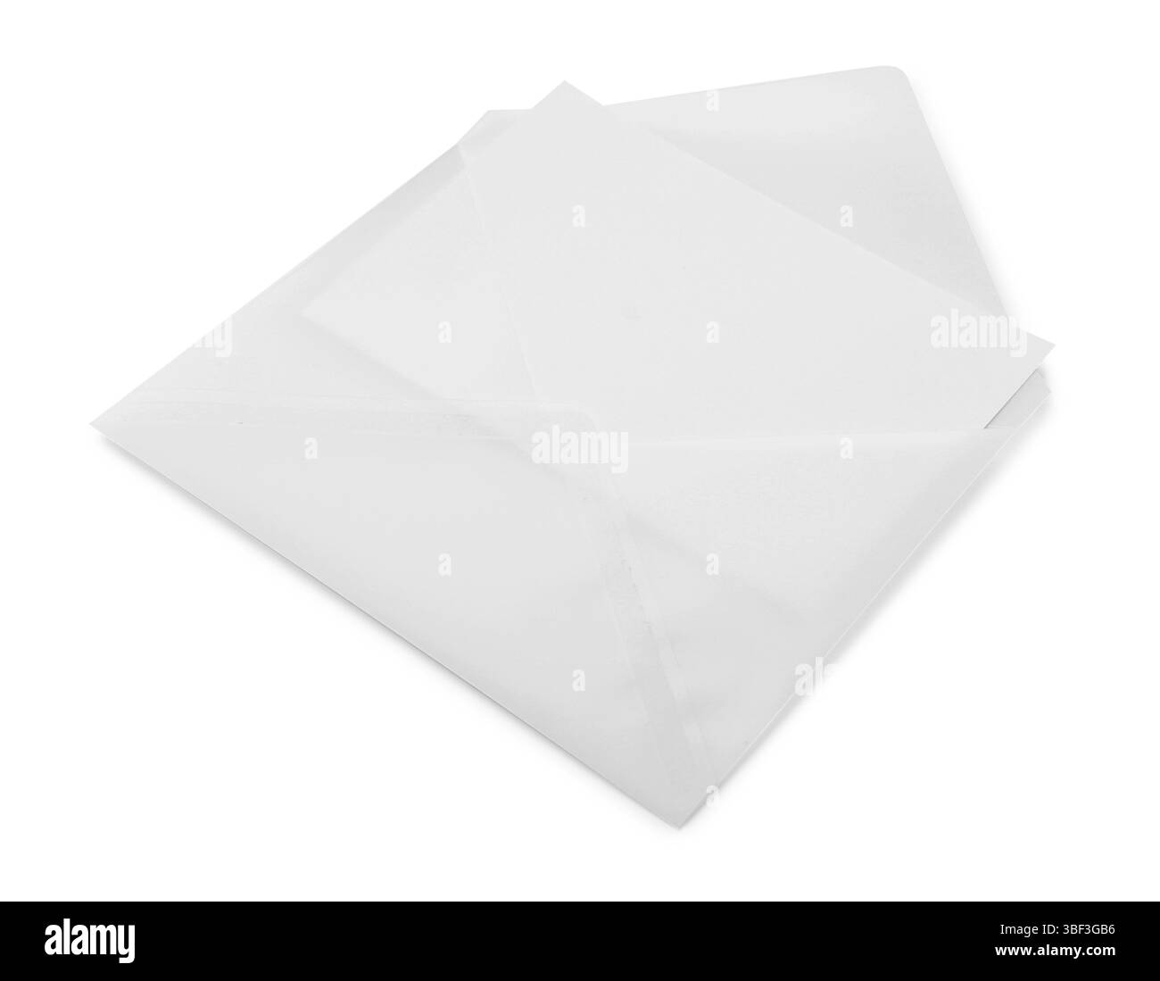 Carte de voeux vierge dans une enveloppe en papier sur fond blanc Banque D'Images