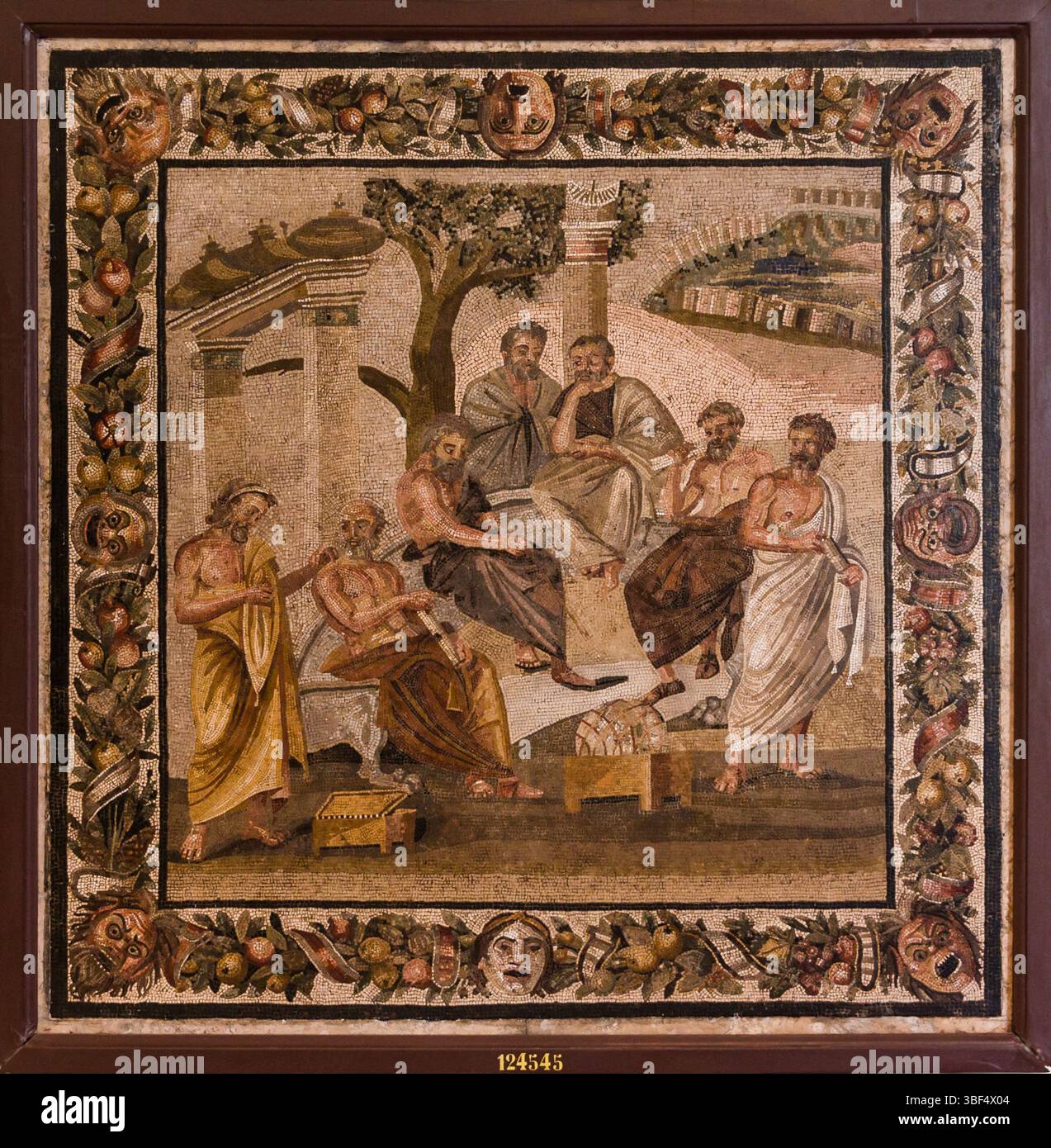 Mosaïque de l'Académie de Platon dans la villa de T. Siminius Stephanus à Pompéi, autour de 100 av. J.-C. à 100 notre propre œuvre mosaïque de l'Académie de Jebulon Platon Banque D'Images