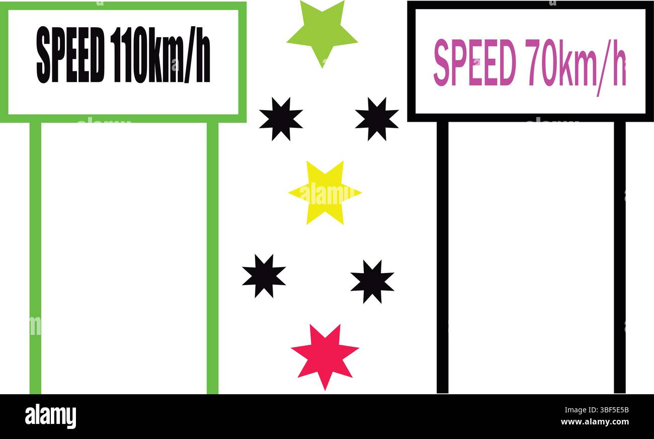 Signalisation de limite de vitesse minimaliste avec mise en page propre pour l'interface utilisateur des cartes routières et l'utilisation de l'infographie de trafic. Illustration de Vecteur
