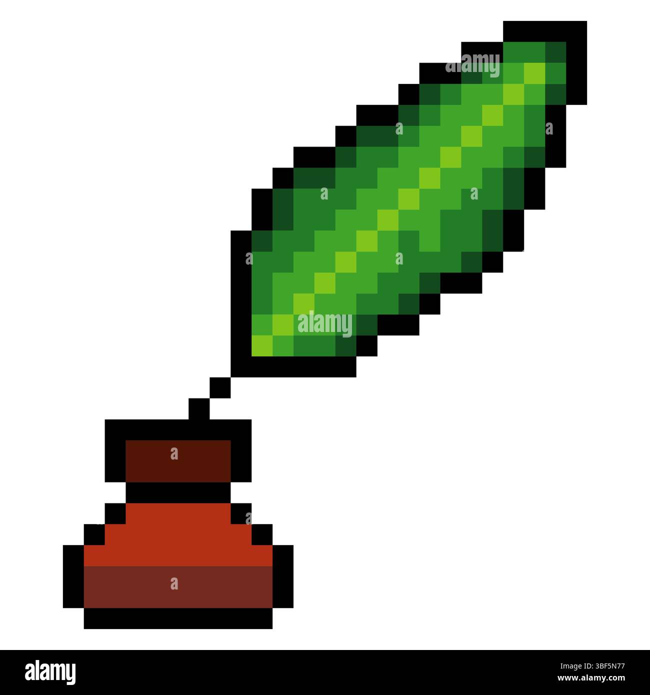Plume Quill et encre bien dans le style pixel art. Illustration de Vecteur